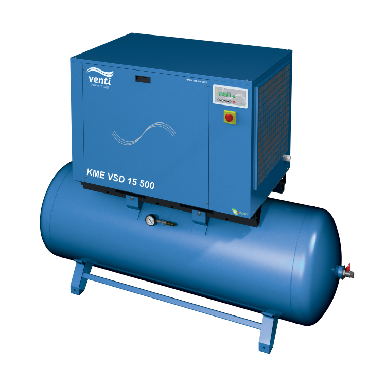 Venti variable speed drive compressor KME VSD. on tank